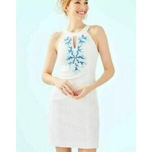 Lilly Pulitzer JENA STRETCH‎ SHIFT DRESS $258 SIZE 2 White Embellished
